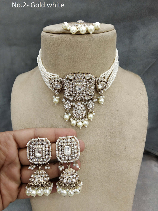 Choker Set / Antique gold choker Jewellery set/Indian simi choker set