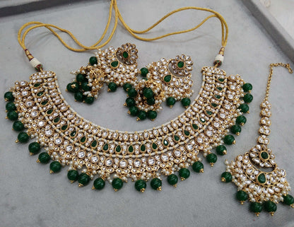 Gold Green Kundan Necklace nili indian jewellery Set