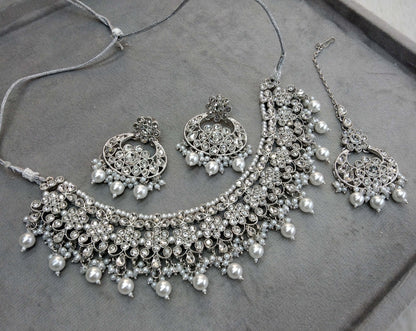 Indian  Jewellery/ Silver necklace shine set