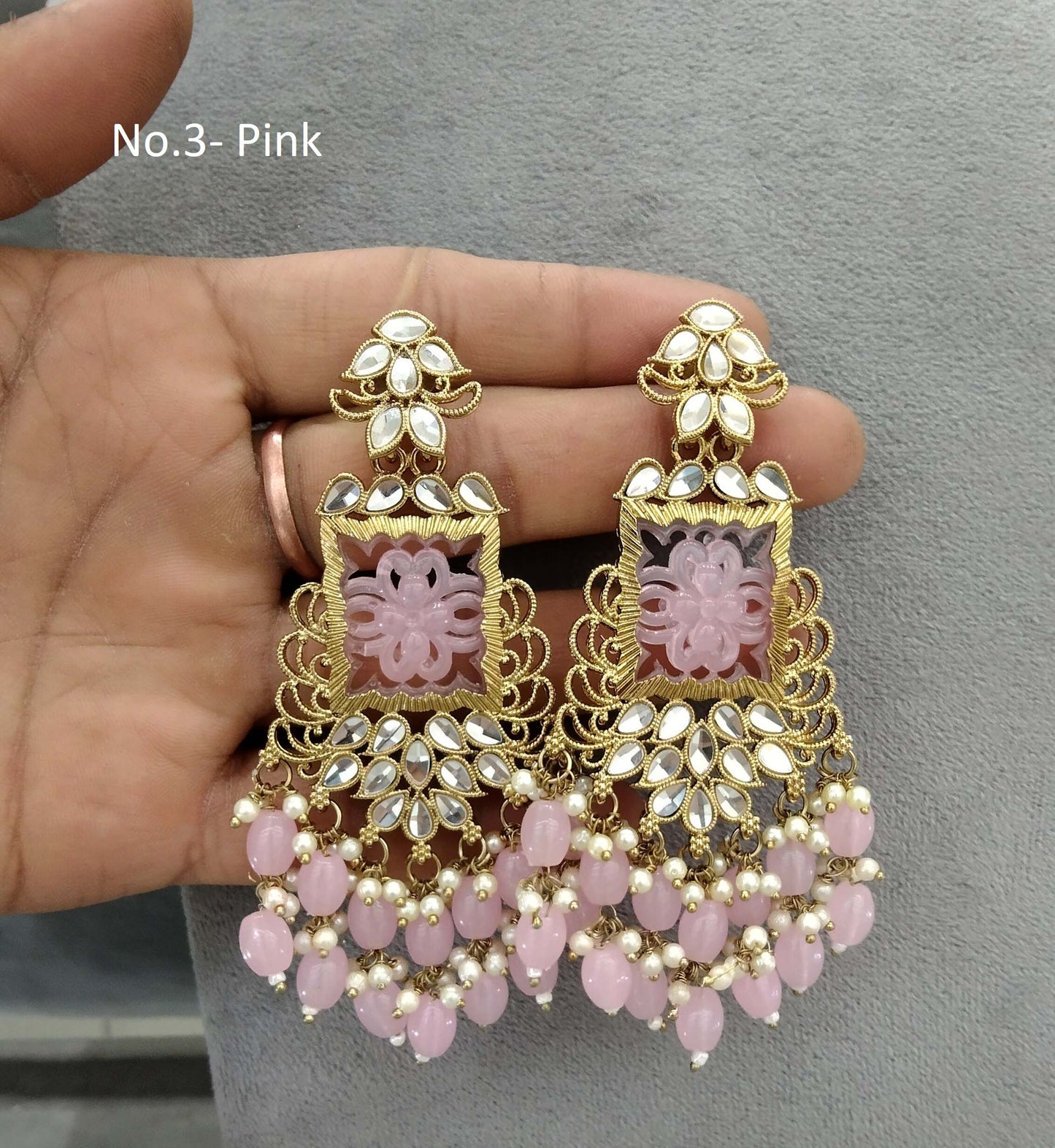 Indian Kundan Earrings Jewellery/mirror Kundan Earrings/ bollywood Earrings arzu Set