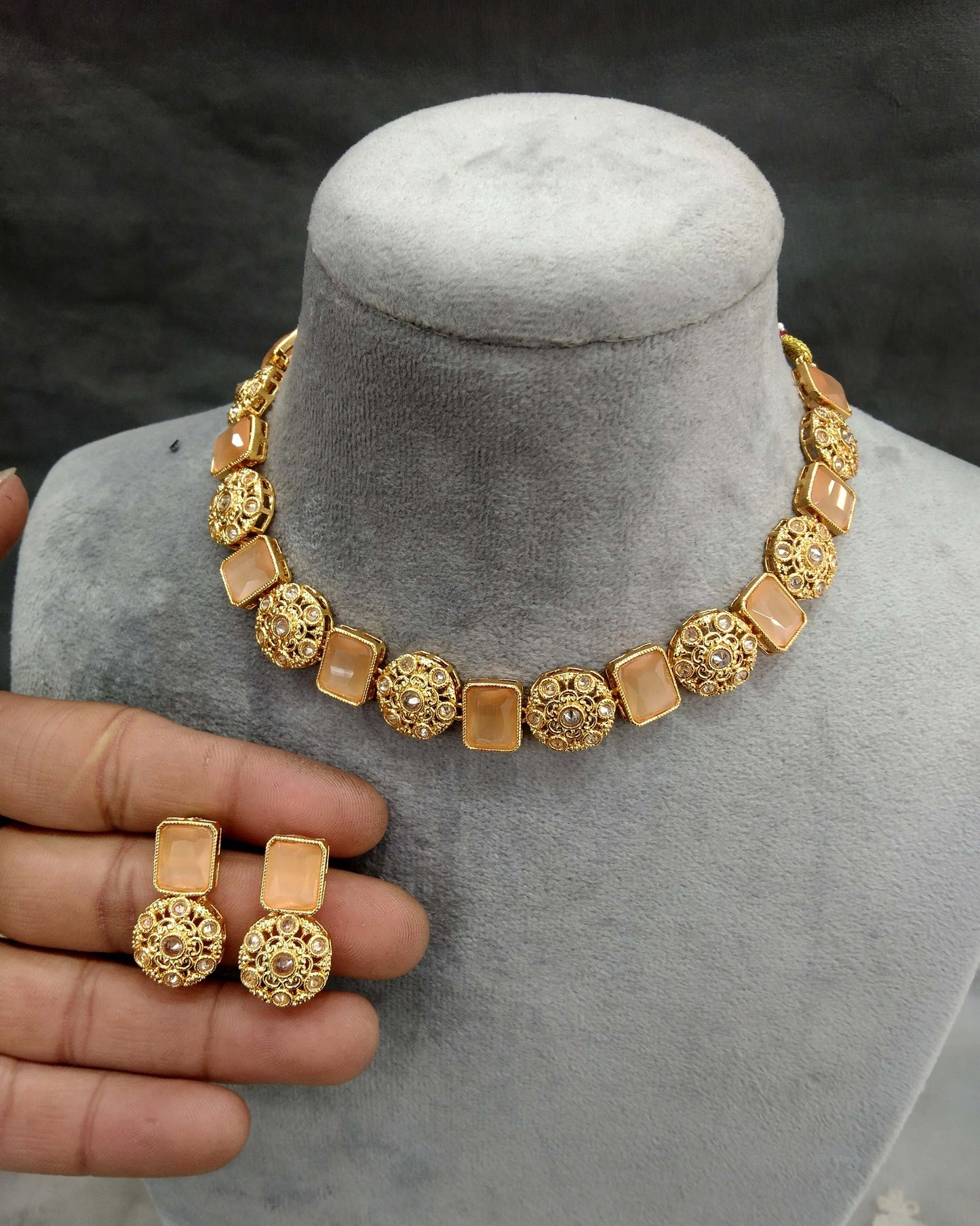 Gold necklace Jewellery Set/ gold yellow necklace Indian shweta Jewellery