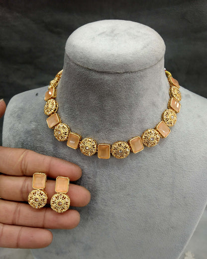 Gold necklace Jewellery Set/ gold yellow necklace Indian shweta Jewellery