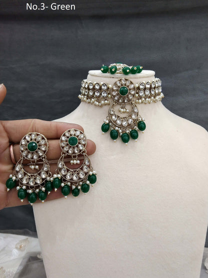Choker Set / Antique gold green choker Jewellery set/Indian kirty choker set