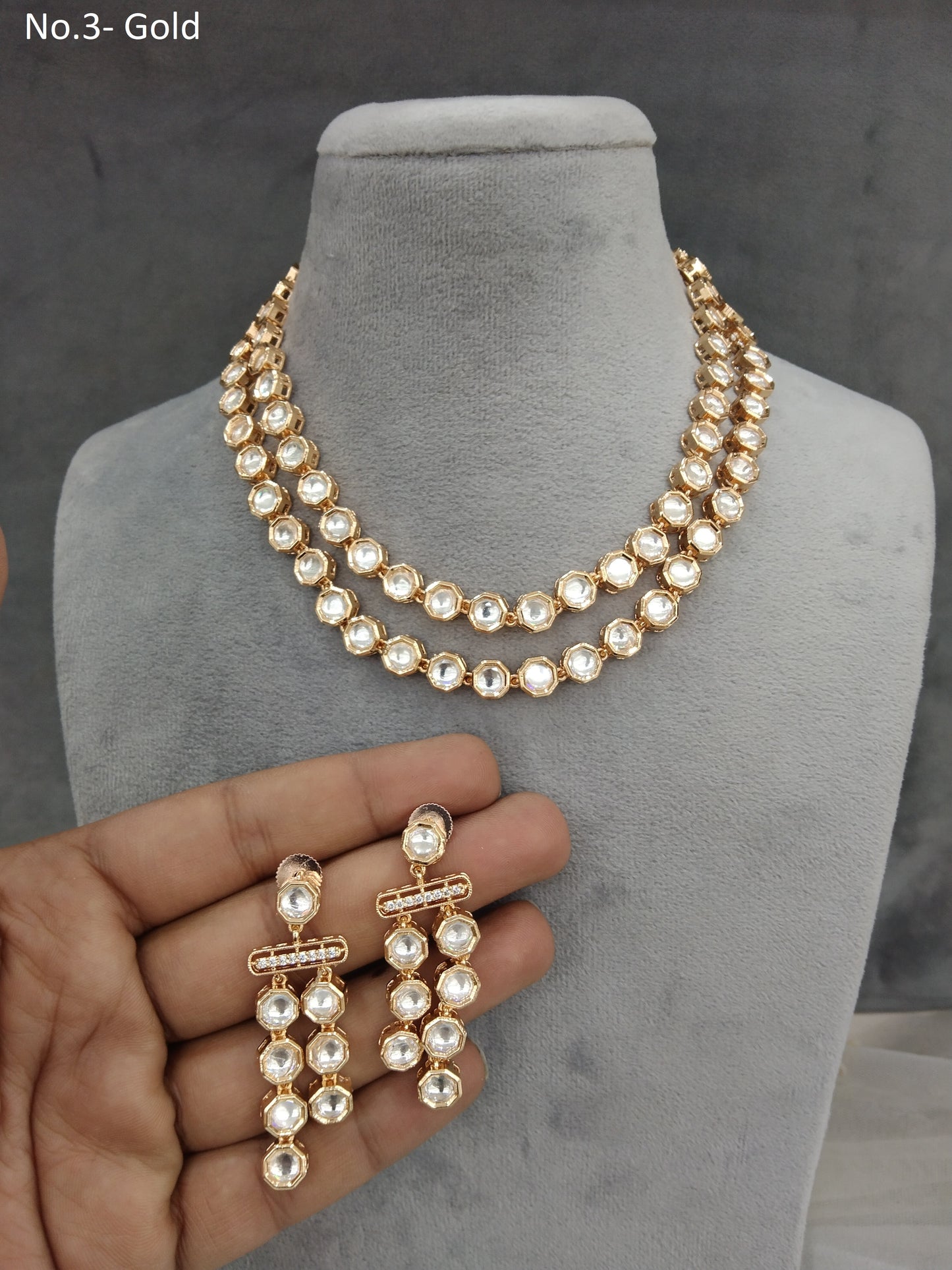 Kundan layered Necklace Jewellery Set/ Gold kundan Indian jewellery kundan neena sets