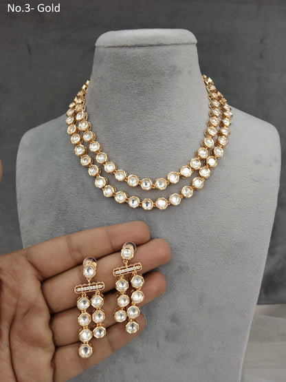 Kundan layered Necklace Jewellery Set/ Gold kundan Indian jewellery kundan neena sets