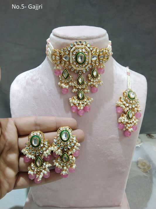 Indian  jewellery Gold gajjri kundan choker set/ kundan choker kundan ciylo set