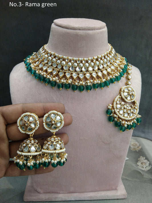 Gold Rama grüne Kundan Halskette Set / Gold Kundan Indischer Schmuck Kundan Kiki Sets