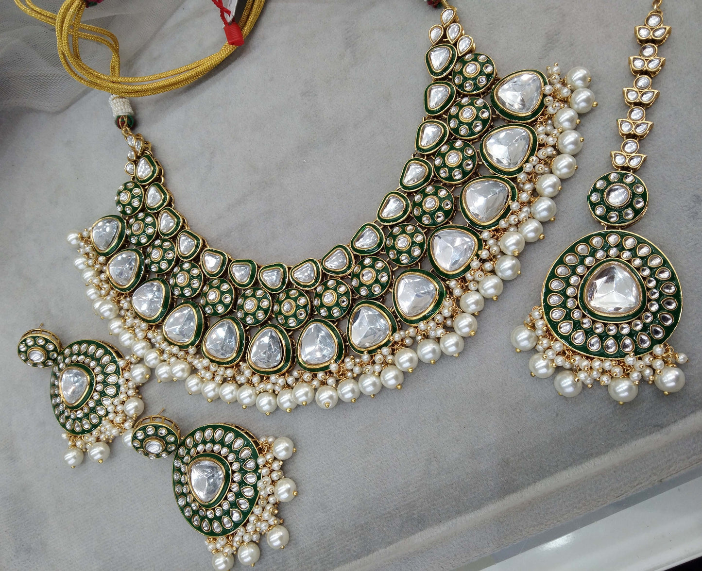 Ivory Gold White Kundan Necklace Set/ Gold Kundan Indian Jewelry Kundan Kimi Sets