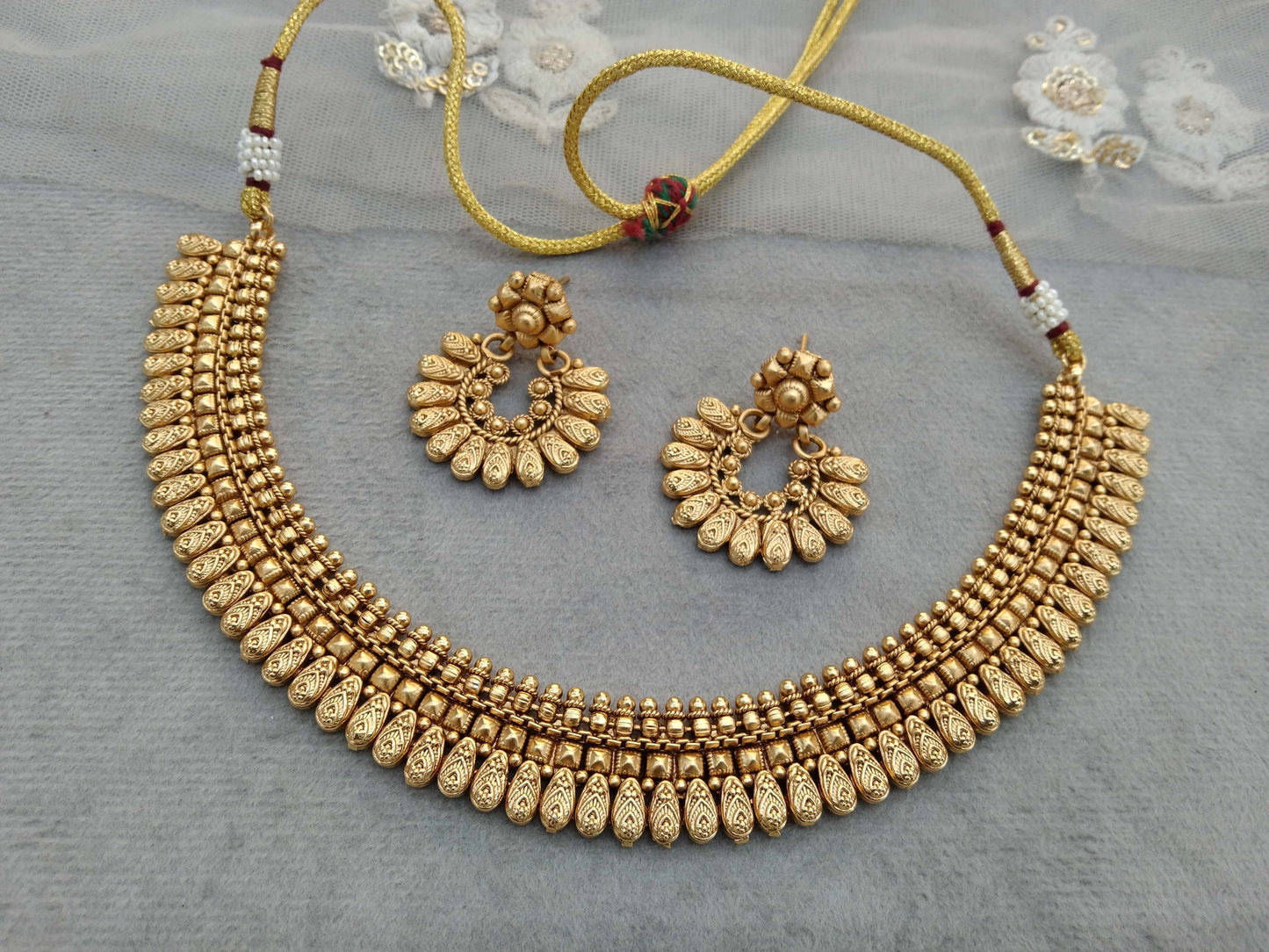 Gold polki necklace set Indian challa Jewellery