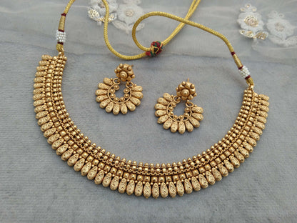 Gold polki necklace set Indian challa Jewellery