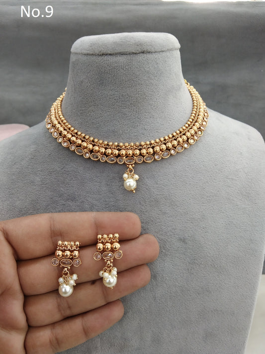 Gold polki necklace set Indian challa Jewellery