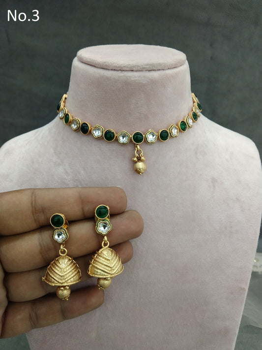 Gold polki necklace set Indian challa Jewellery