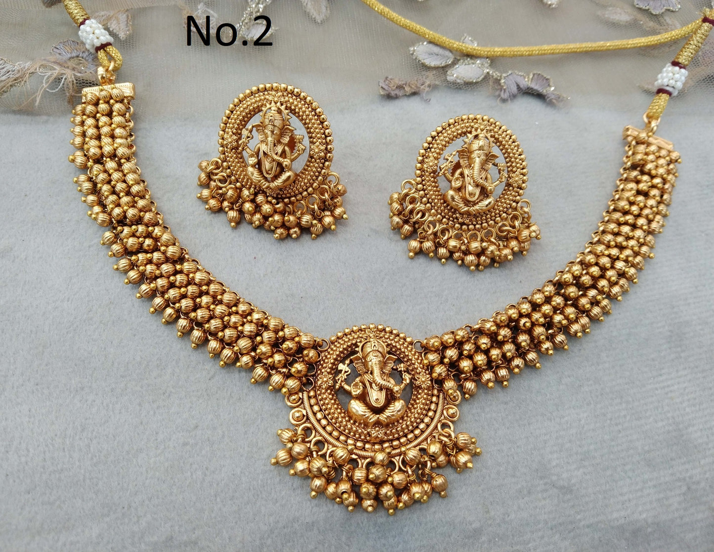 Gold polki Necklace set Indian selvi Jewellery