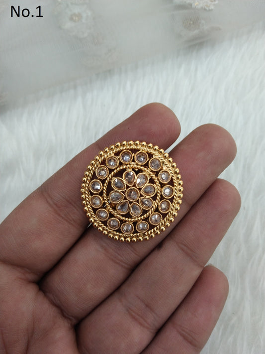 Indischer Ring /Gold Finish Fingerringe rund Braut Cocktailring Delvi Hand Accessoire