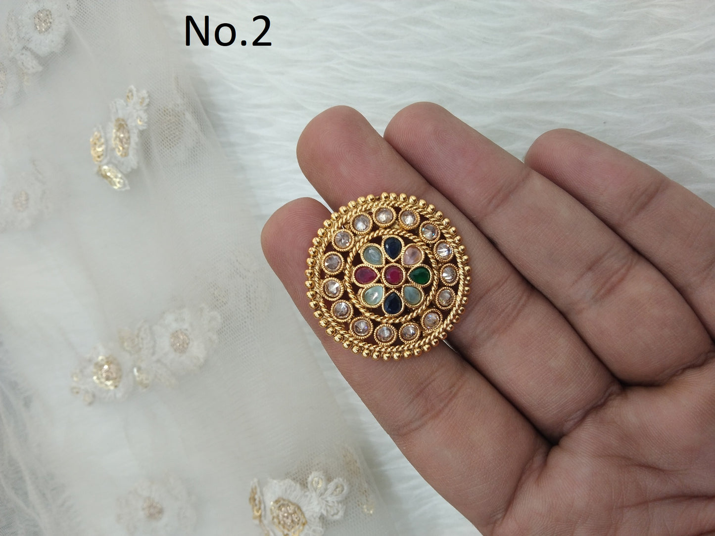 Indian Ring /gold finish Finger rings round bridal cocktail ring delvi hand accessory