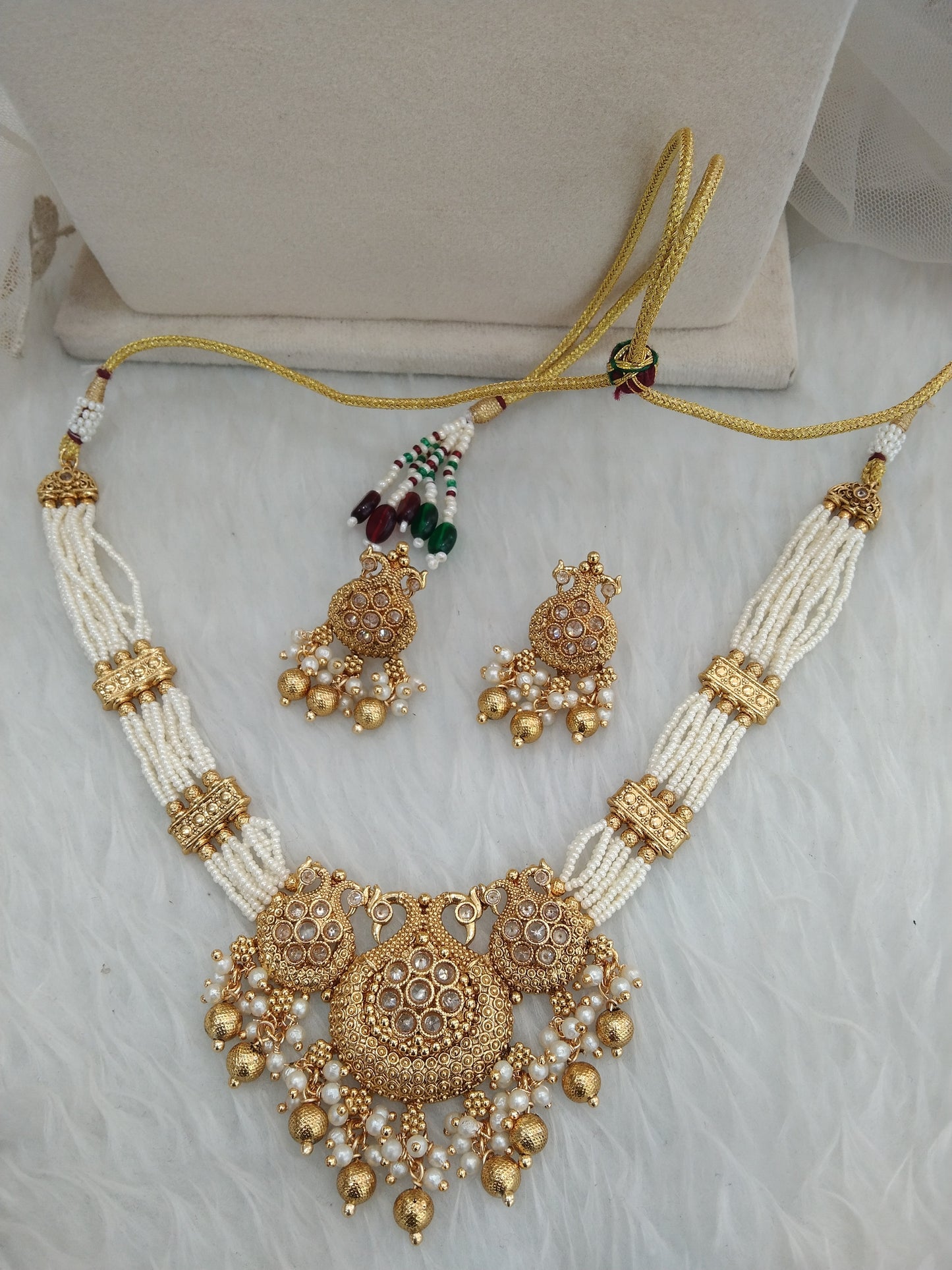 Indian Polki   Jewellery Necklace Set/ Bollywood Style Gold choker set  Finish South Indian bridal rishi Jewellery
