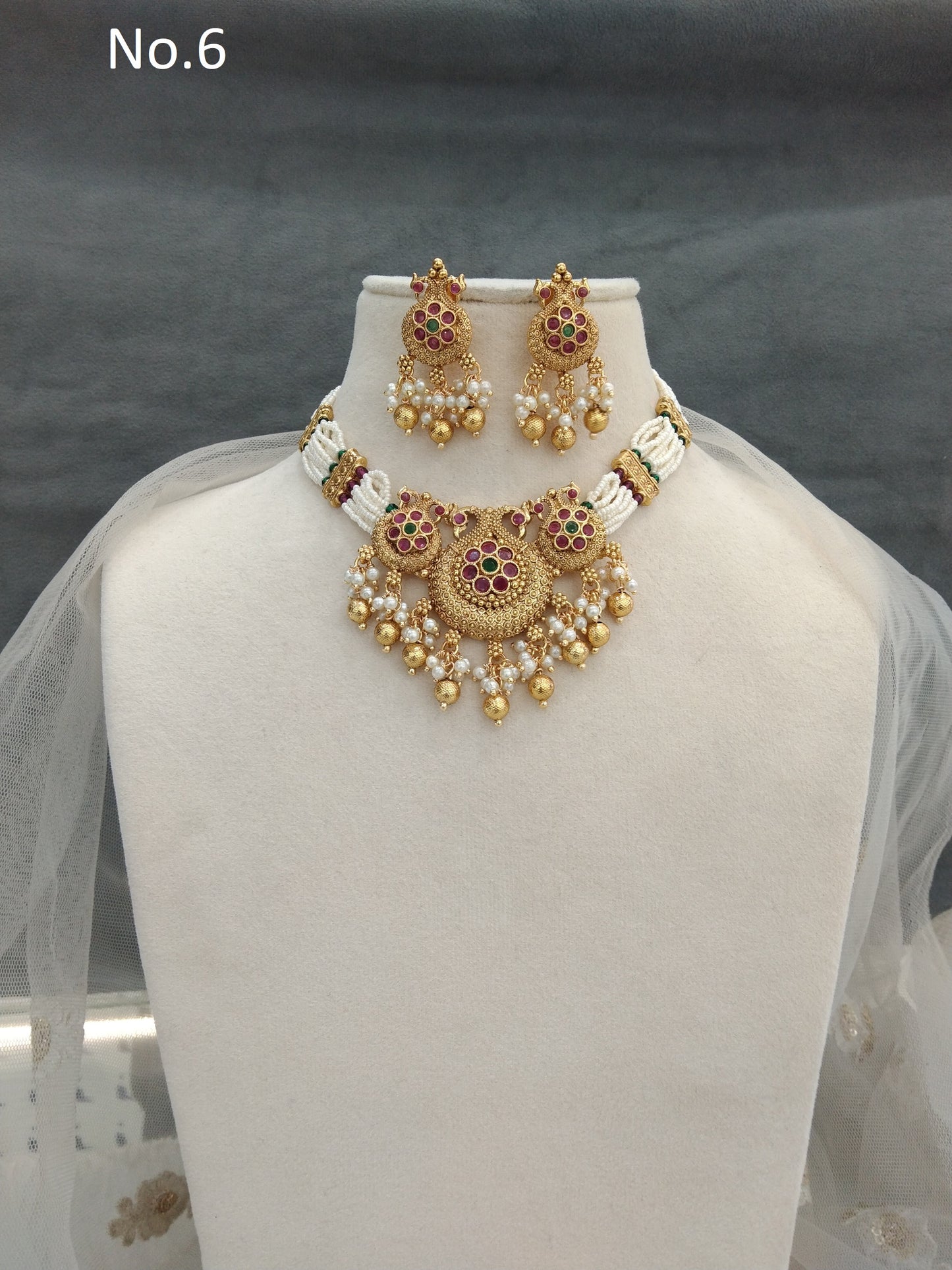 Indian Polki  Jewellery Necklace Set/ Bollywood Style Gold choker set  Finish South Indian bridal rishi Jewellery
