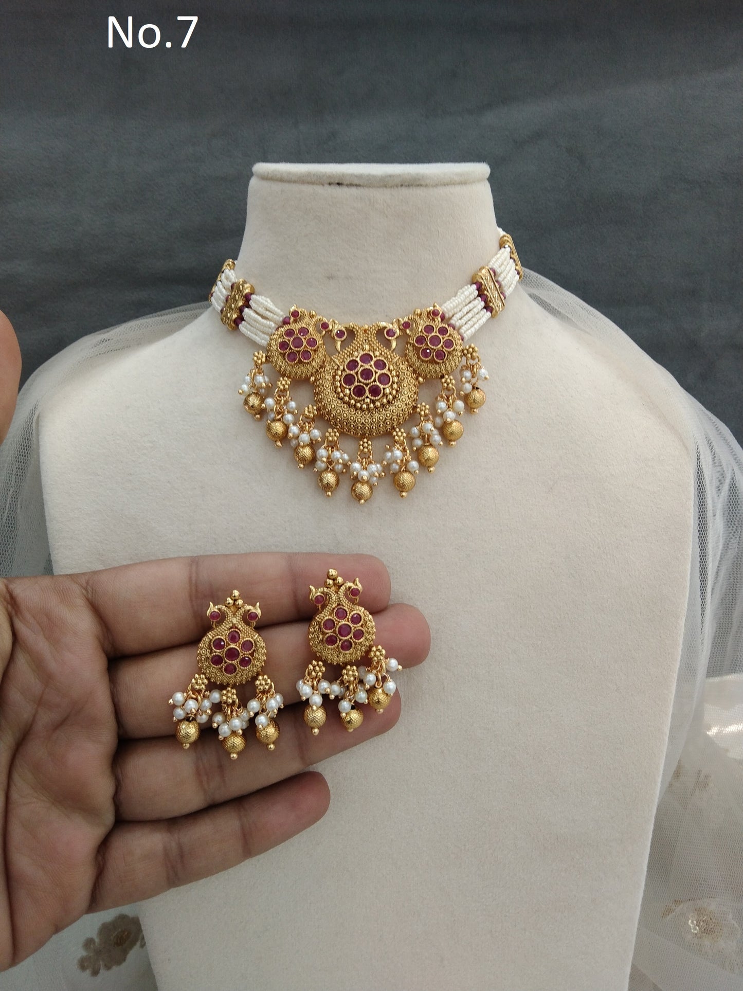 Indian Polki  Jewellery Necklace Set/ Bollywood Style Gold choker set  Finish South Indian bridal rishi Jewellery