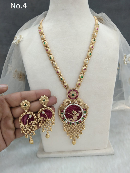 Ivory Gold Rani Haar Necklace Set/Gold  Indian Necklace Set/ Indian Jewellery/Muslim Long Necklace sites Set