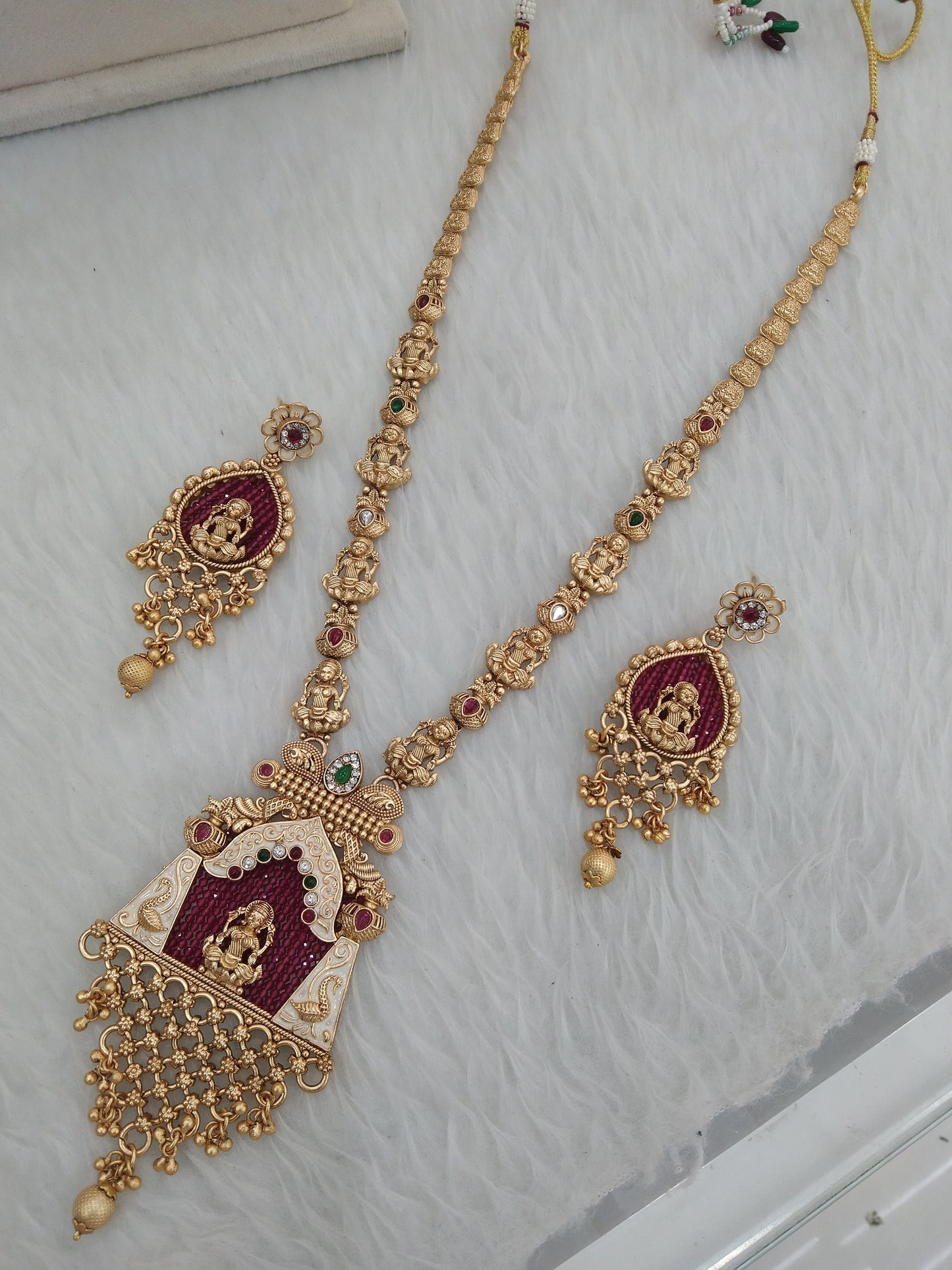 Ivory Gold Rani Haar Necklace Set/Gold  Indian Necklace Set/ Indian Jewellery/Muslim Long Necklace sites Set