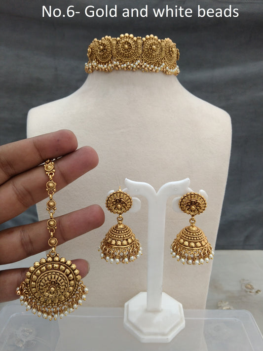 Gold Plat Polki Choker Indain jewellery  Selvi Set