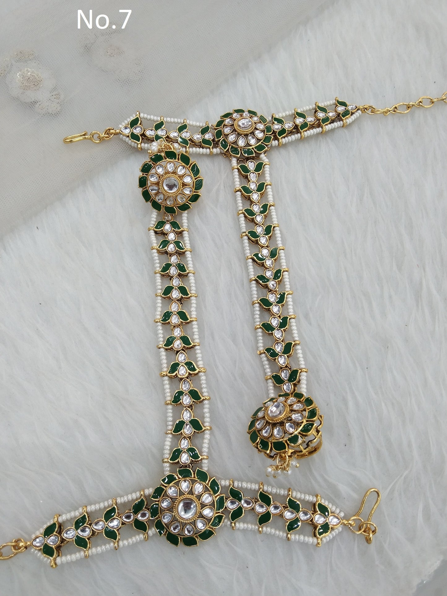 Indian Hand Bracelets  Jewellery/Gold Bridal Bracelet pair Finger ring Panja Bollywood Jewellery