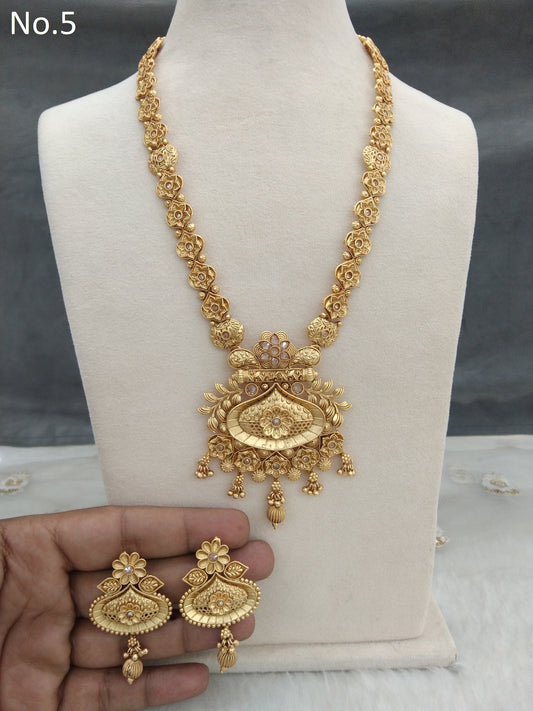 Gold Rani Haar Necklace Jewellery Set/ Indian Jewellery/Muslim Long Necklace rita set