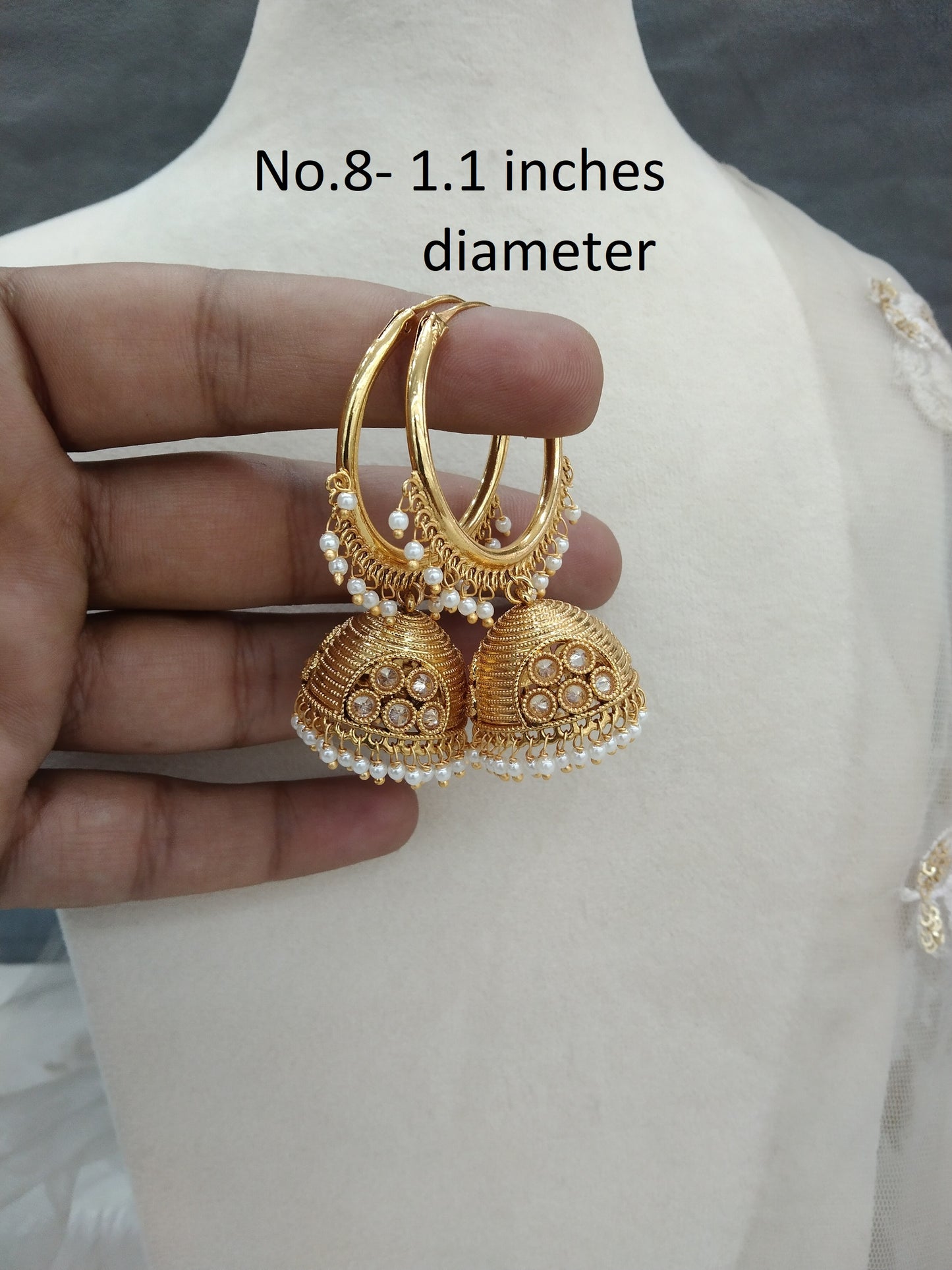 Gold finish Balli Jhumka Earrings  /Indian Jhumka Set/Punjabi Indian Jewellery/Jhumki Set