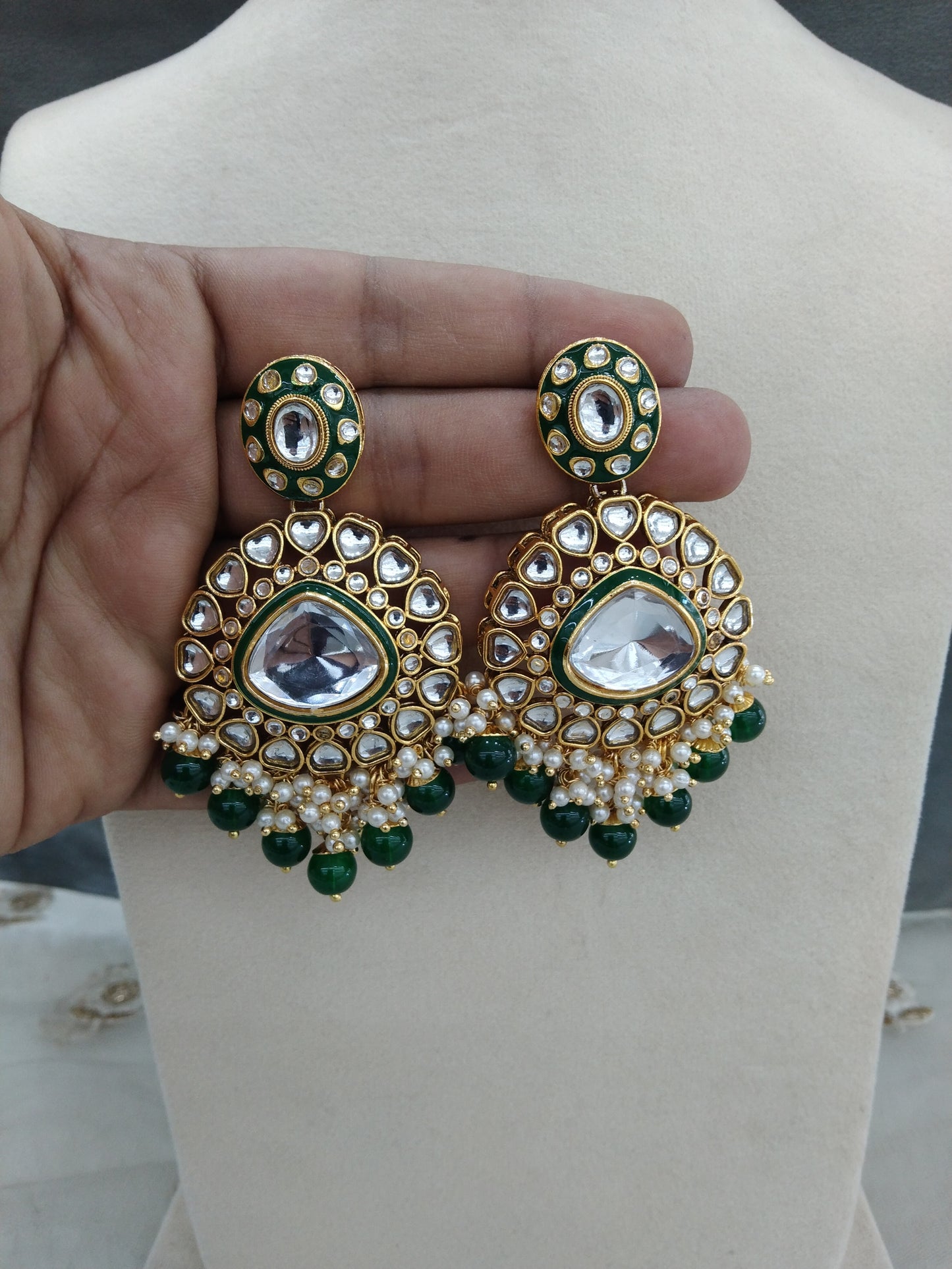 Indian Earrings tikka Jewellery/gold green Earrings tikka set/ bollywood Earrings meenaSet