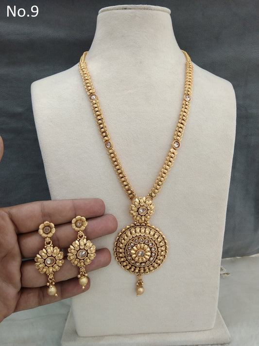 Gold Rani Haar Necklace Jewellery Set/ Indian Jewellery/Muslim Long Necklace rita set