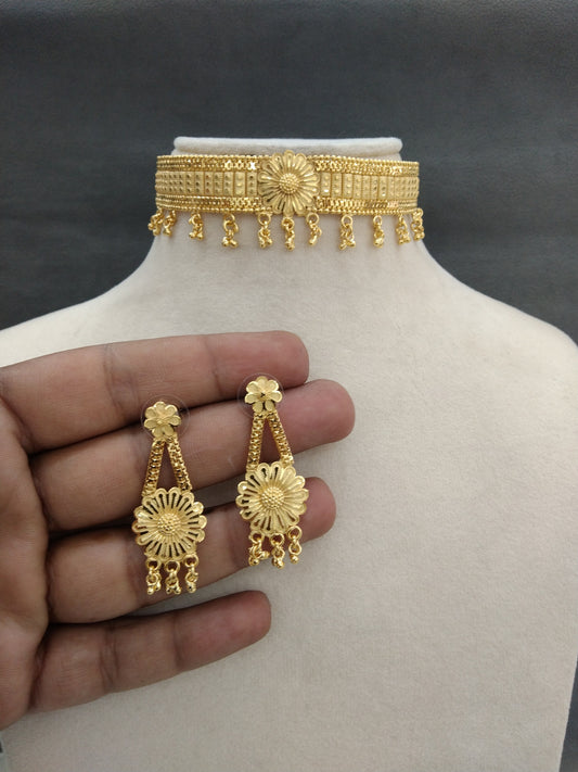 Gold  Jewellery Choker Jewellery set/Gold finish 1 gram forming South Indian bridal gline Jewellery