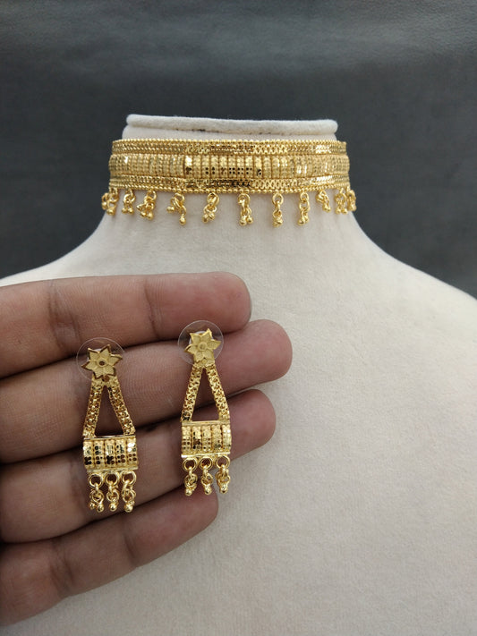 Gold Jewellery choker Jewellery set/Gold finish 1 gram forming South Indian bridal gline Jewellery