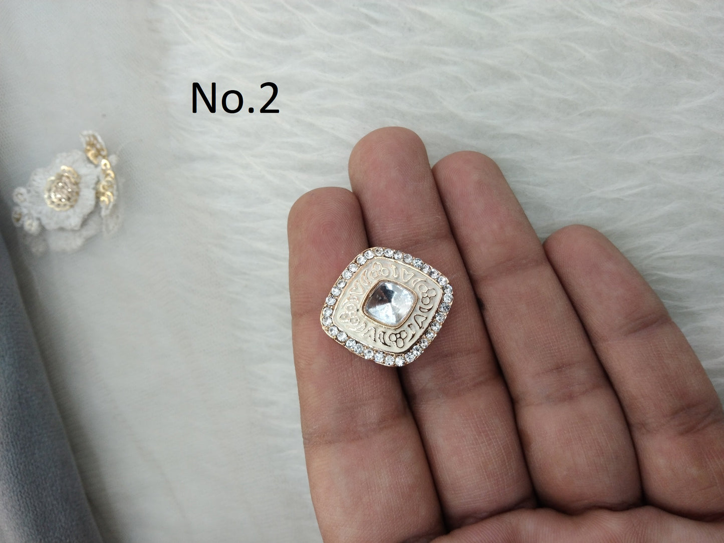 Indian Ring /Rose gold kundan ring/Finger rings Big round bridal ring hand accessory/lairi