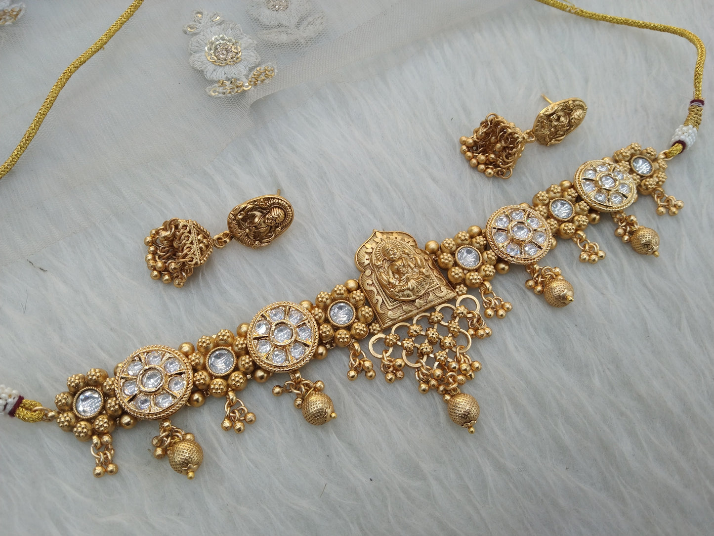 Gold polki kundan choker Jewellery set/ Gold choker sites set