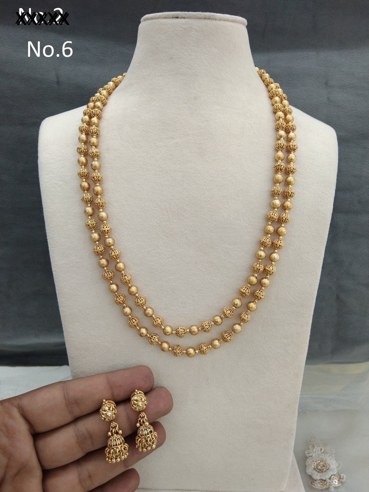 Gold long mala necklace Set/ Indian Jewellery/Long Necklace set