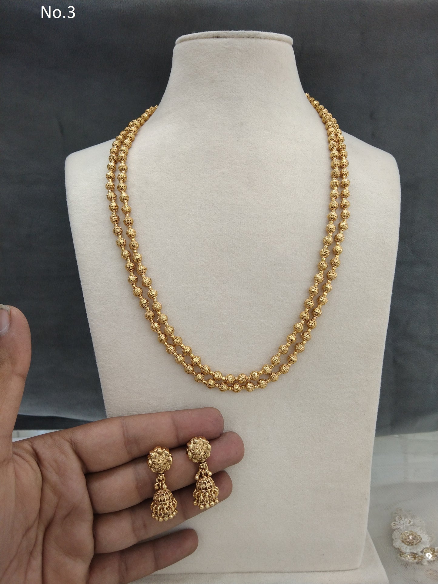 Gold long mala necklace Jewellery Set/ Indian Jewellery/Long Necklace set