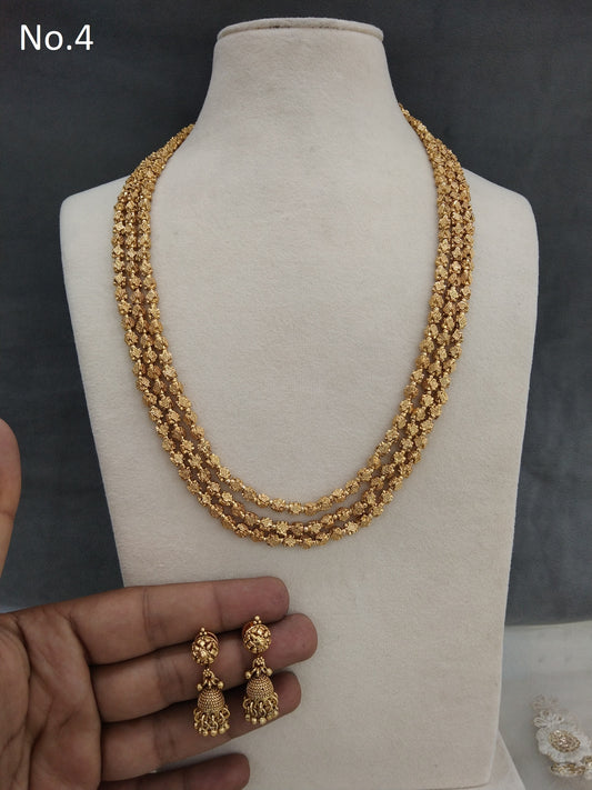 Gold long mala Necklace Jewellery Set/ Indian Jewellery/Long Necklace set