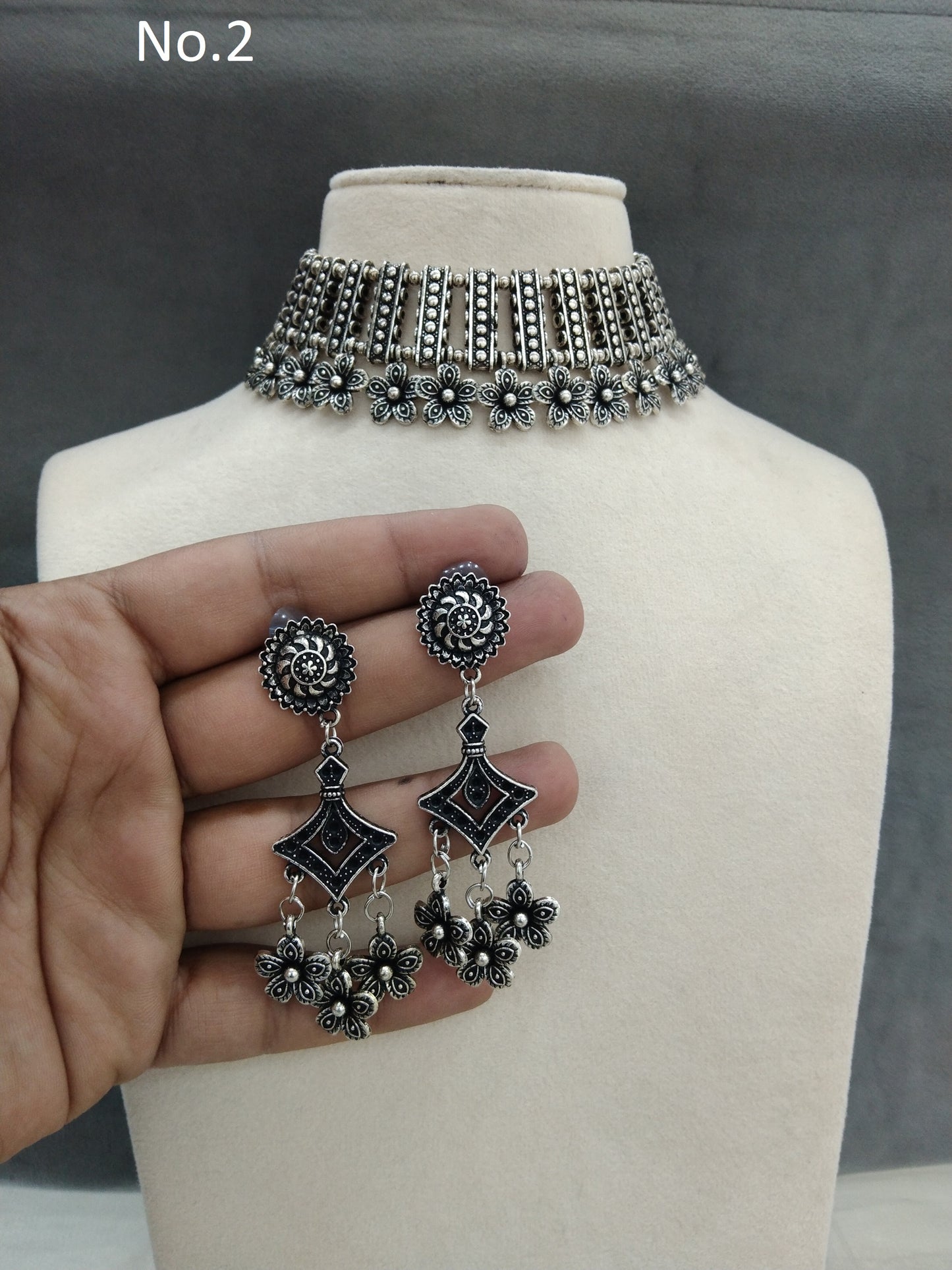 Oxidized silver necklace Set/ antique silver tribal Indian bridal seema Jewellry