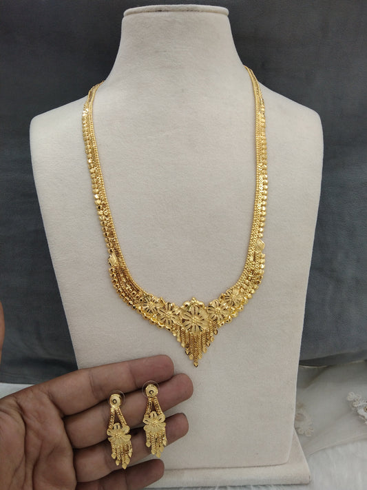 Gold Long necklace Set/ 1 gram gold necklace set Indian selva Jewellery