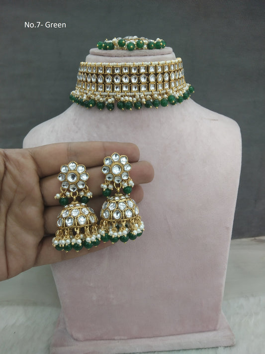 Kundan Jewellery   Choker Set / Gold green kundan Indian jewelry kundan choker diko sets