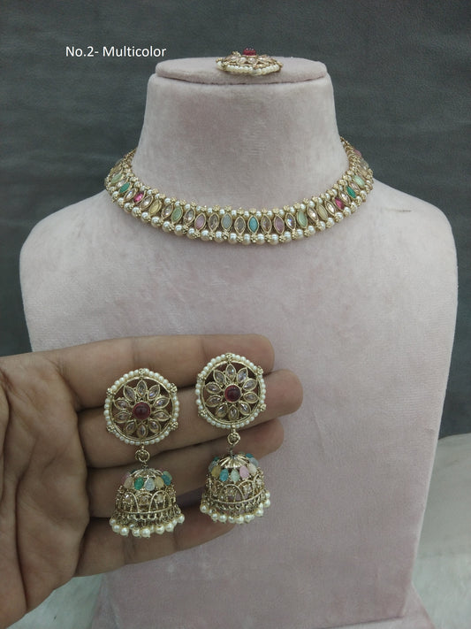 Indian  Jewellery/Antique gold multicolor necklace Set//jewelry sitara sets