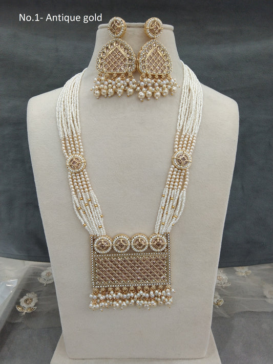Antik Gold Rani Haar Halskette Set / Indischer Schmuck / Lange Halskette Set