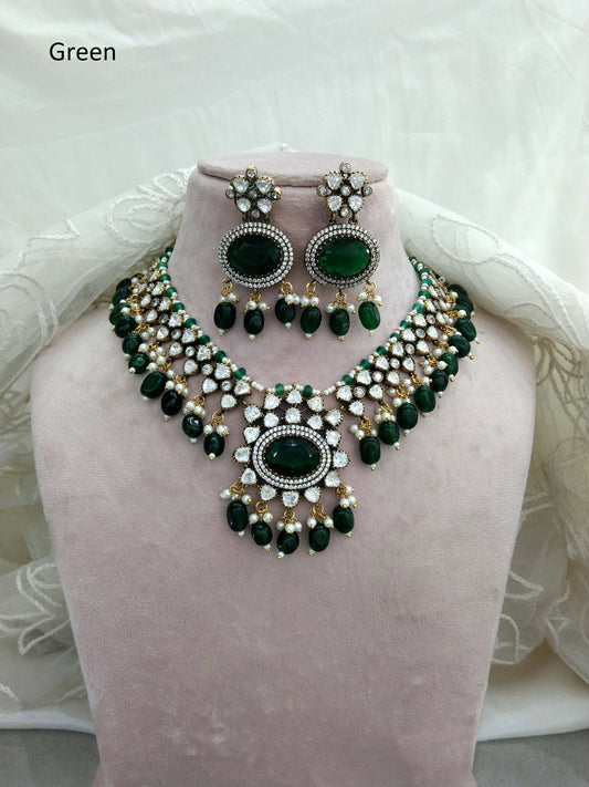 Indian Jewellery  kundan Green necklace Set Indian Jewellery maya Wedding Set