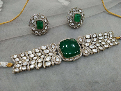 Choker Set Indian Jewellery  Gold Green Kundan choker Set/ kundan choker Mohini Set