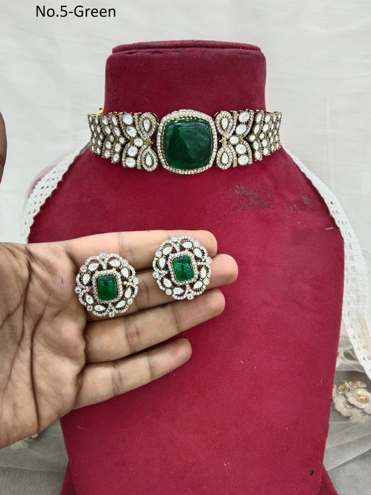 Choker Set Indian Jewellery  Gold Green Kundan choker Set/ kundan choker Mohini Set
