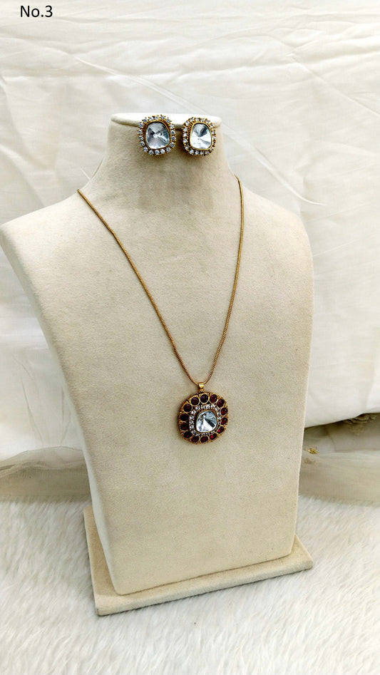 Ruby Pendant Necklace Moisanite Doublet Kundan Jewellery/ Indo Western Saira Jewellery