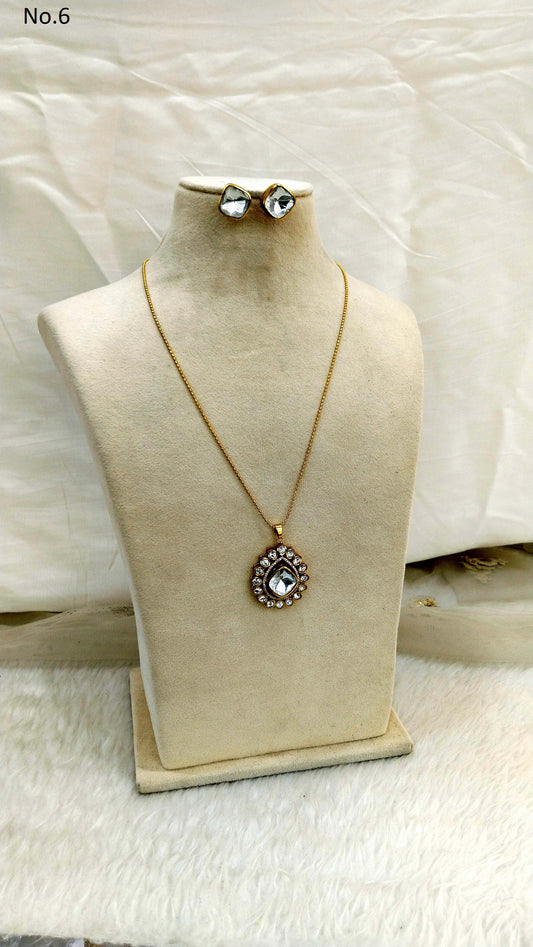 Pendant Necklace Moisanite Doublet Kundan Jewellery/ Indo Western Saira Jewellery