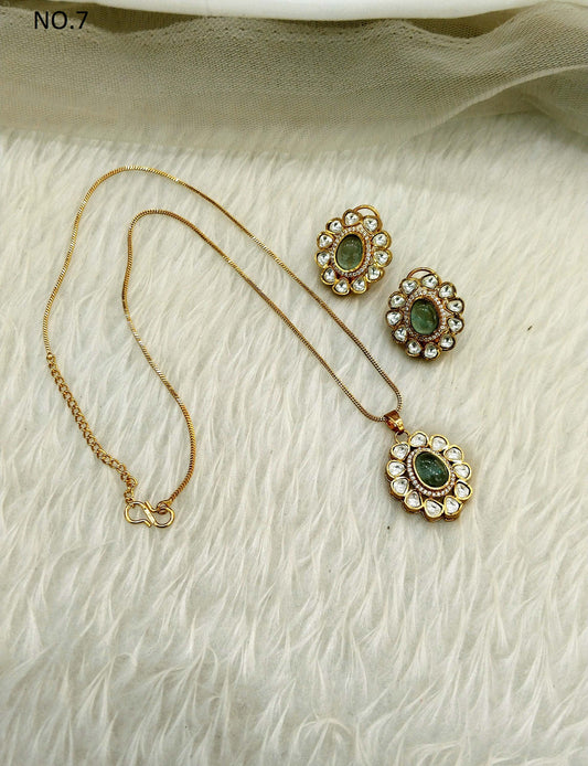 Sea green Pendant Necklace Moisanite Doublet Kundan Jewellery/ Indo Western Saira Jewellery