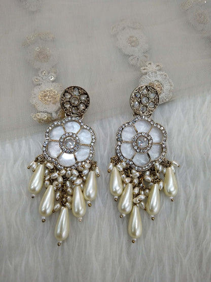 Off white Indian Earrings Jewellery/ Earrings/ bollywood Earrings sital Set