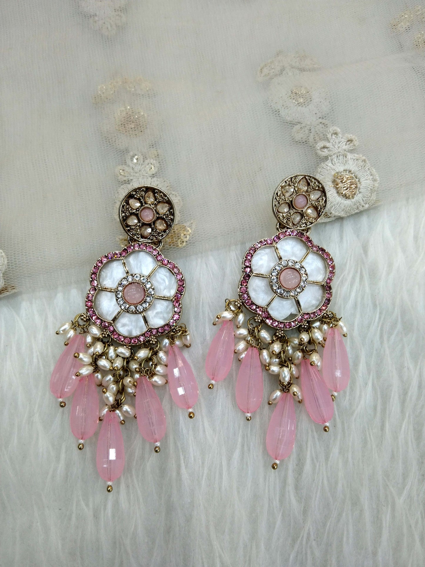 Baby pink Indian Earrings Jewellery/ Earrings/ bollywood Earrings sital Set